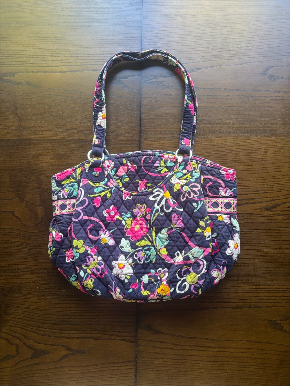 Vera Bradley Quilted Navy Floral Shoulder Bag